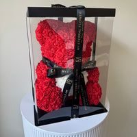 Luxe Rose Heart Bear 40cm in Red (Free Clear Gift Box)