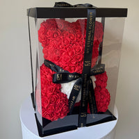 Luxe Rose Heart Bear 40cm in Red (Free Clear Gift Box)