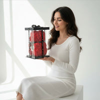 Mini Luxe Rose Heart Bear 25cm in Red (Free Gift Box)