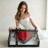 Acrylic Floating Heart Box in Grande (55+ Roses)